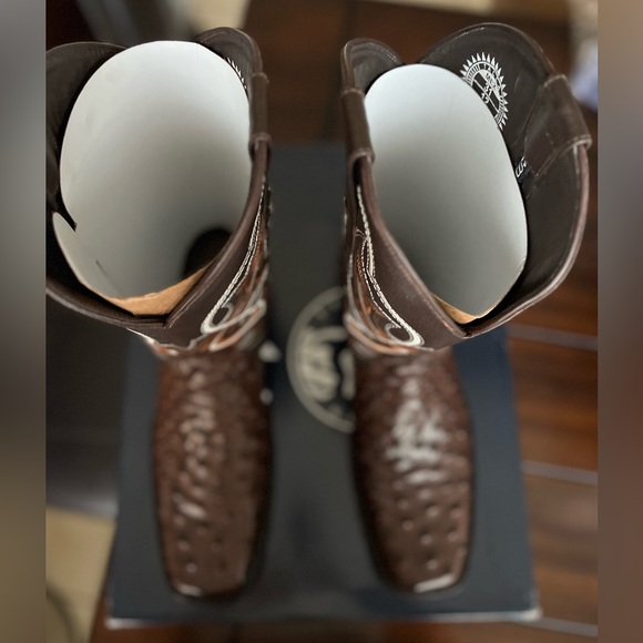 New Ostrich Matte Rustic Square Toe Cowboy Boot 12 - Picture 2 of 10